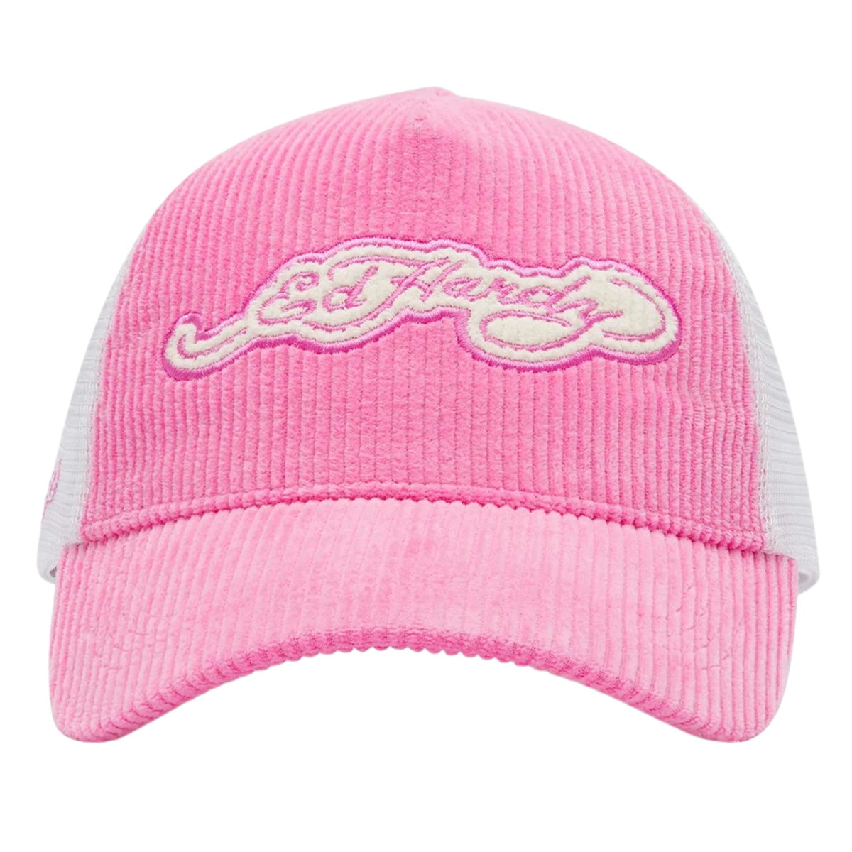 Ed Hardy Embroidery Applique Cord 5 Panel Hot Pink Trucker Cap - OnSize