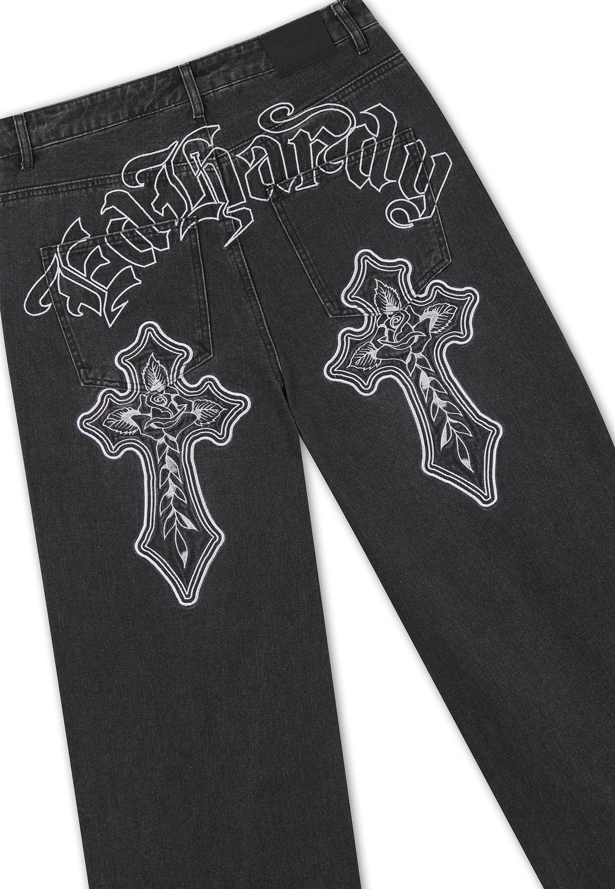Ed Hardy Gothic Contrast Cross Xxtra Jeans Washed Black - OnSize