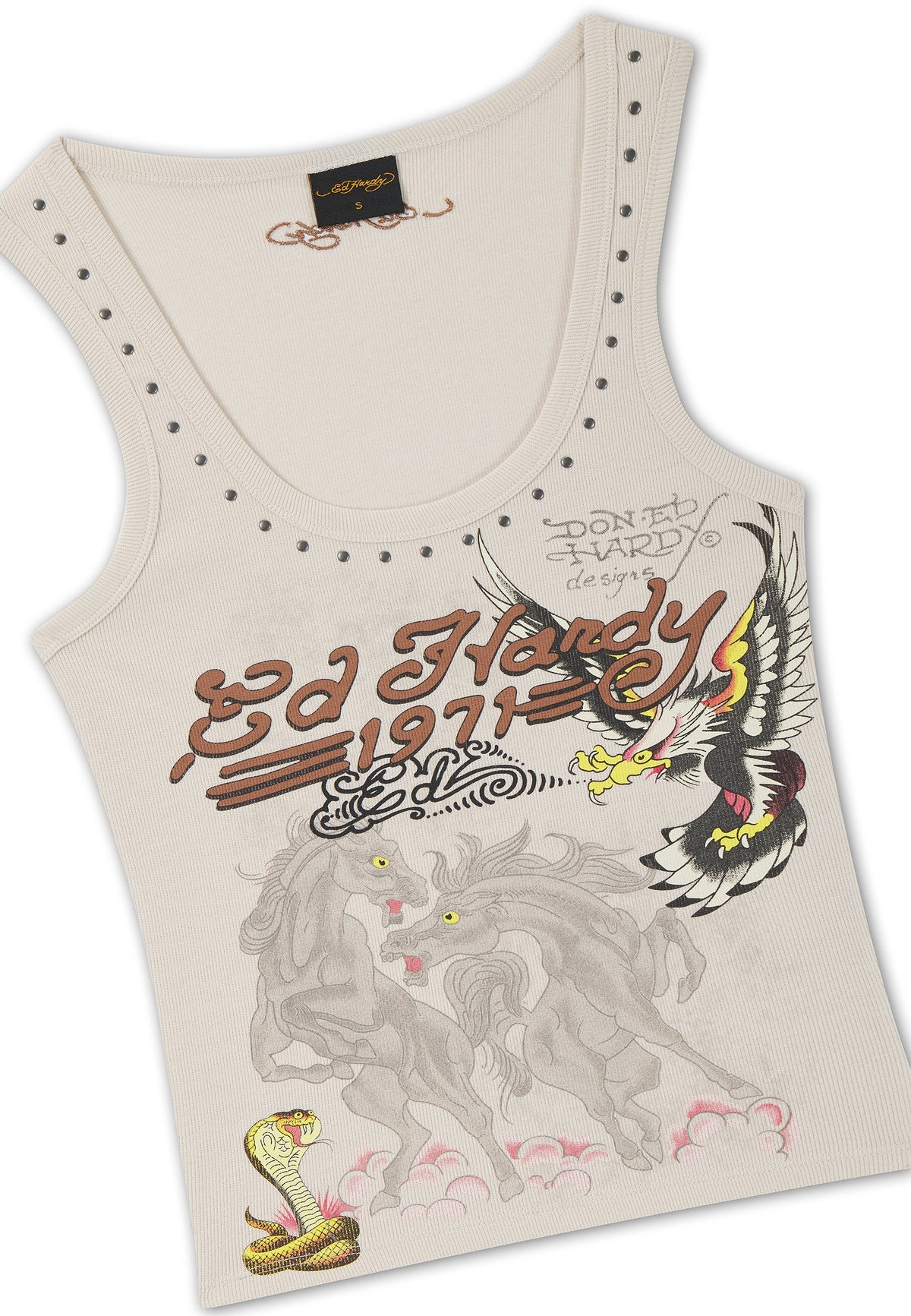 Ed Hardy Battle Fitted Vest Top Grey - OnSize