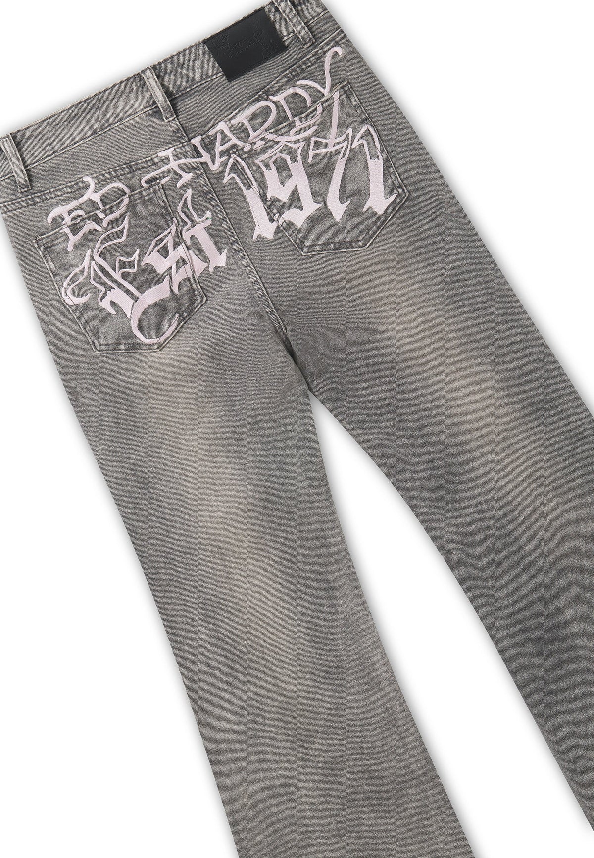 Ed Hardy Twisted Serpent Flared Jeans Grey - OnSize