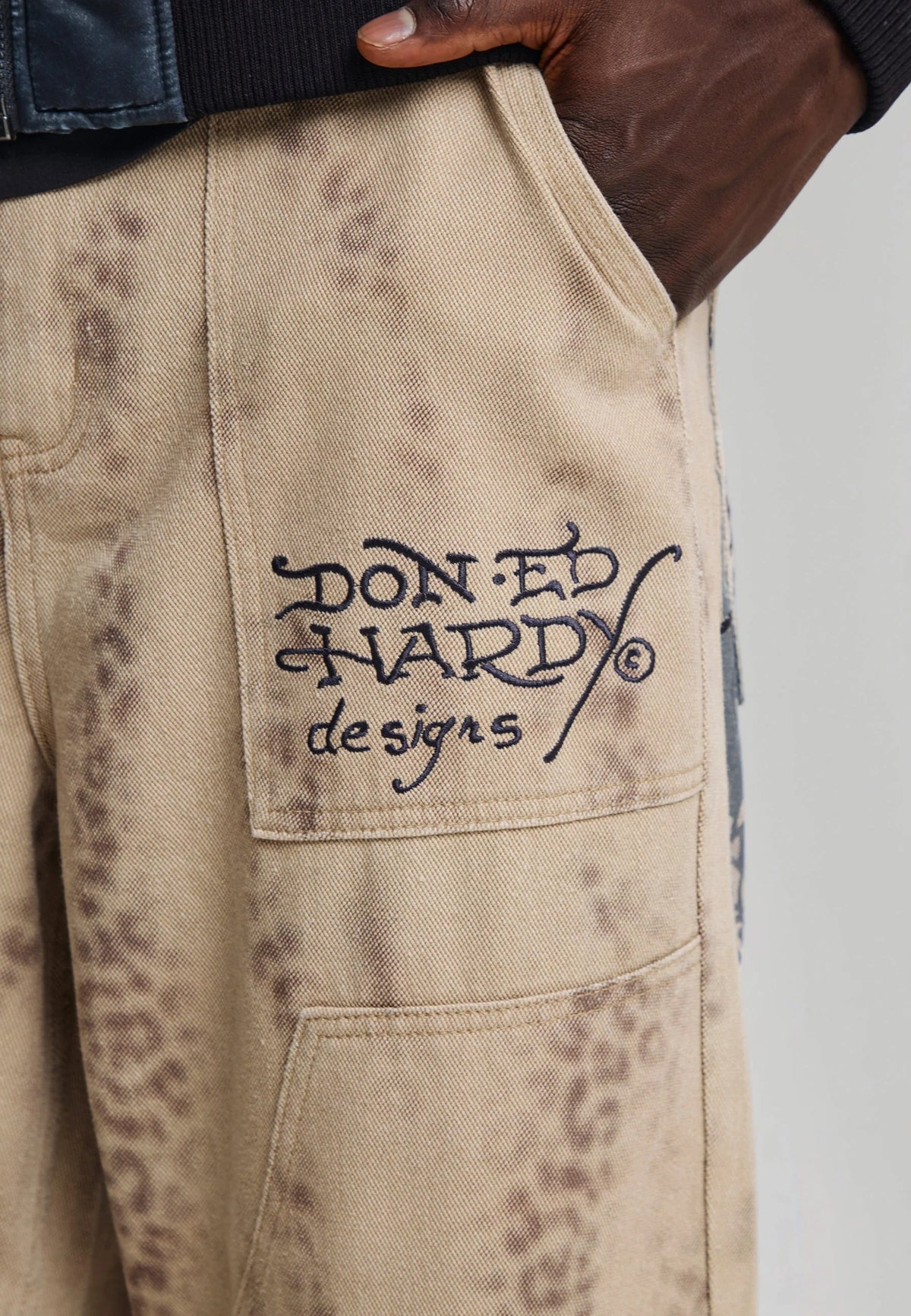 Ed Hardy Washed Leopard Xxtra Relaxed Canvas Trousers Leopard - OnSize