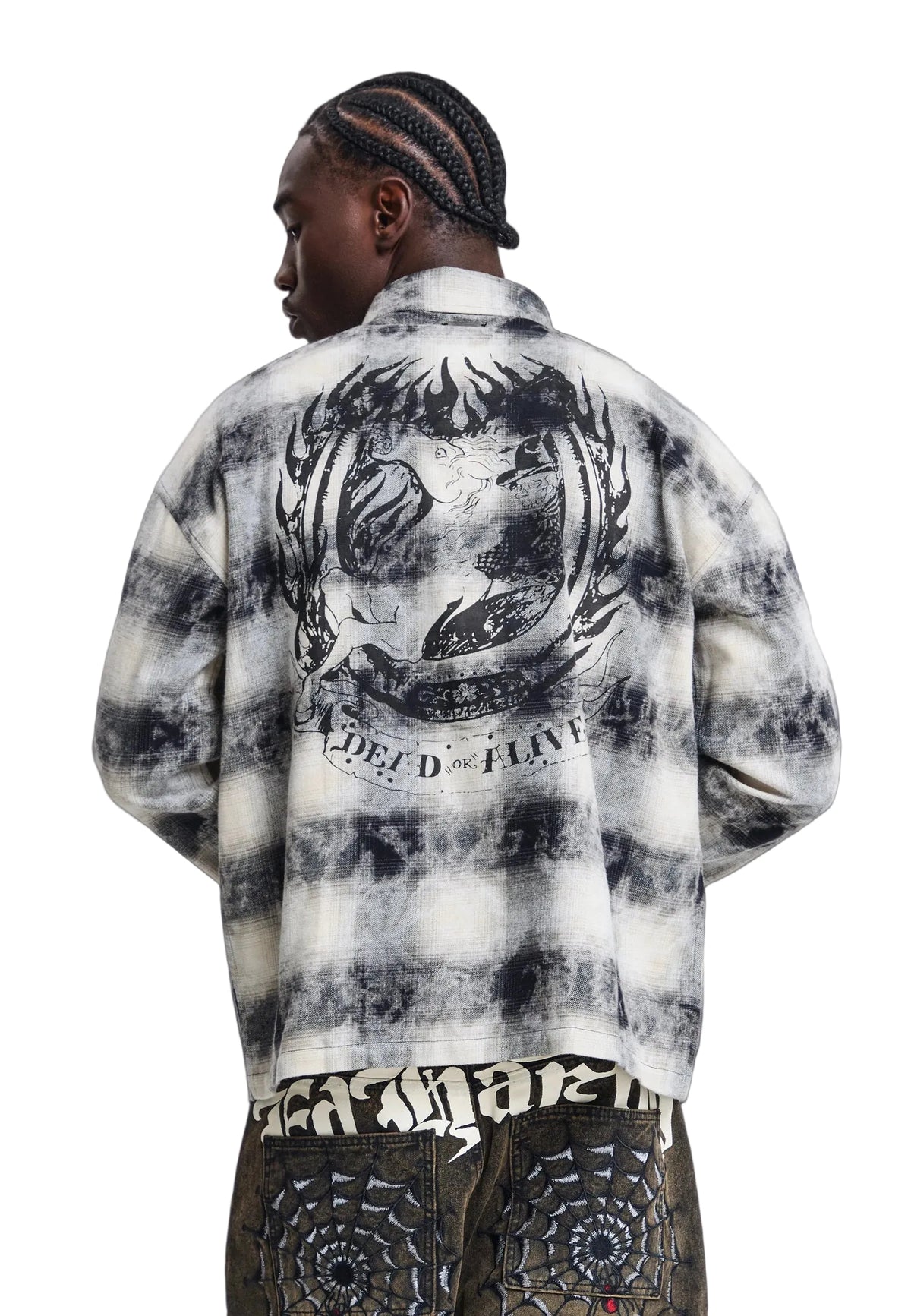 Ed Hardy Dead Or Alive Acid Wash Graphic Shirt Black - OnSize
