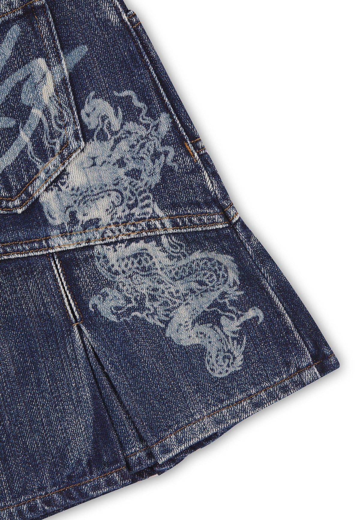 Ed Hardy Flaming Dragon Vintage Wash Regular Mini Skirt Indigo - OnSize