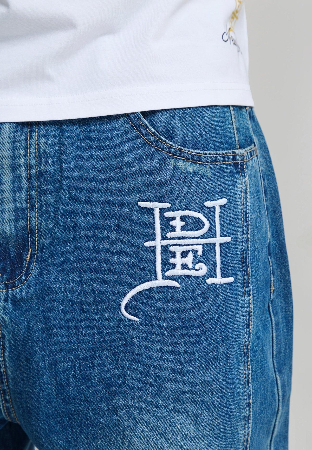 Ed Hardy Serpent Skull Graphic Relaxed Jeans Mid Blue - OnSize