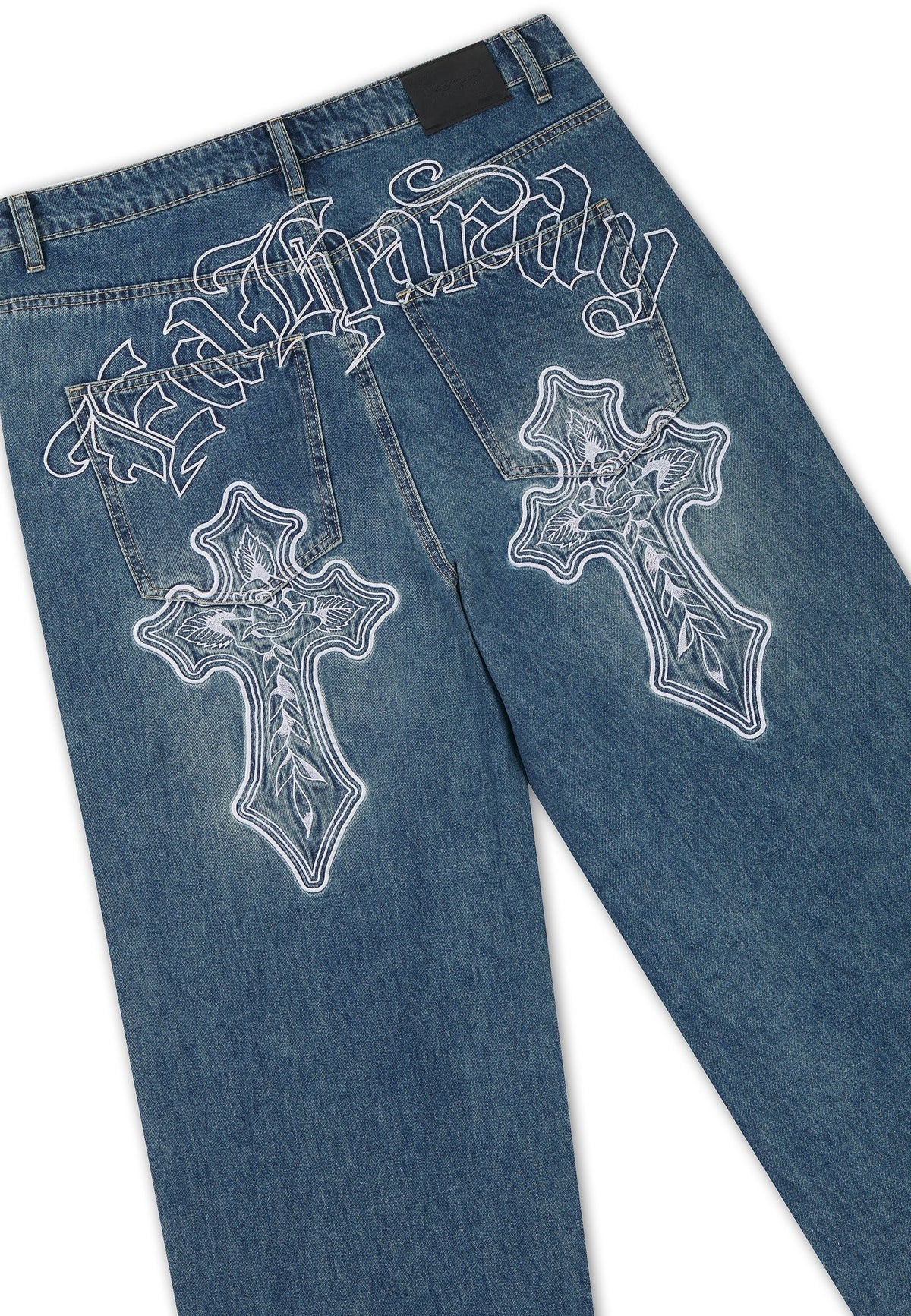 Ed Hardy Gothic Contrast Cross Xxtra Jeans Mid Blue - OnSize
