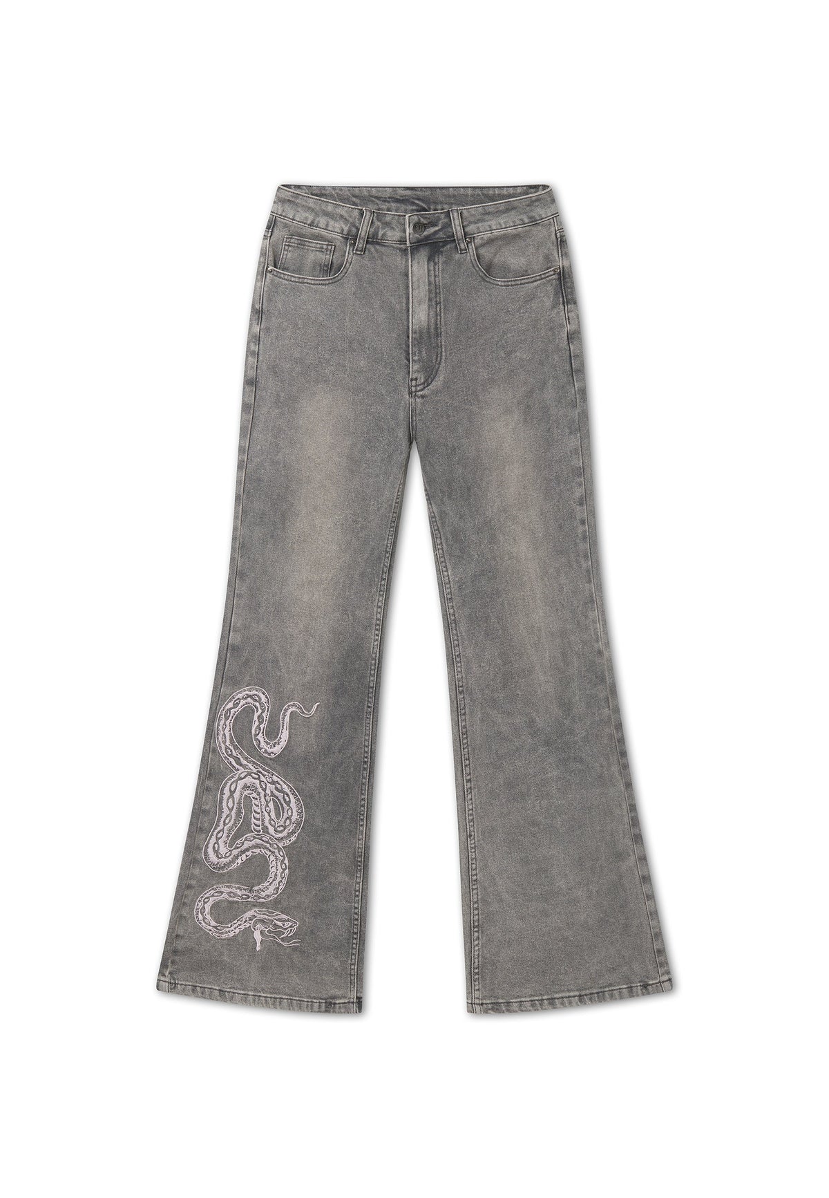 Ed Hardy Twisted Serpent Flared Jeans Grey - OnSize