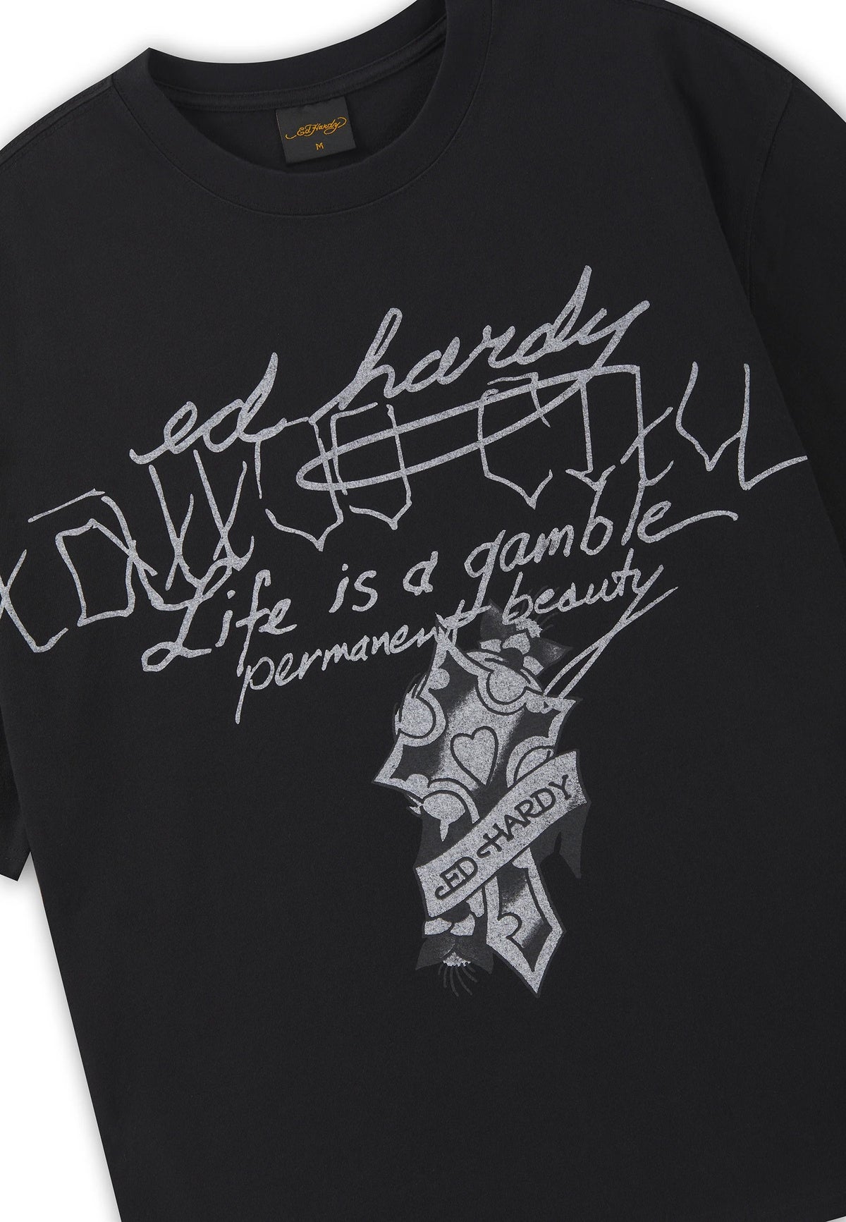 Ed Hardy Life Is A Gamble Graphic Relaxed T-Shirt Black - OnSize
