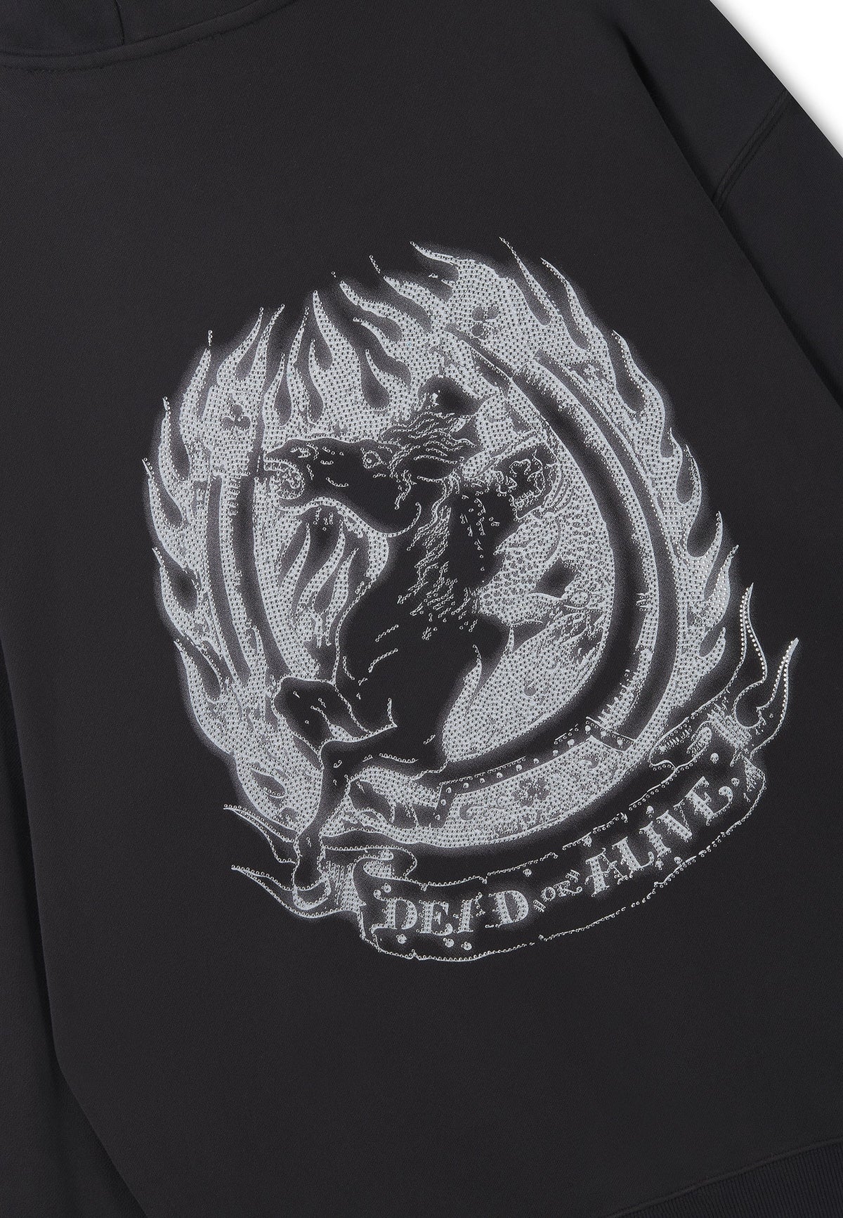 Ed Hardy Dead Or Alive Diamante Relaxed Hoodie Black - OnSize